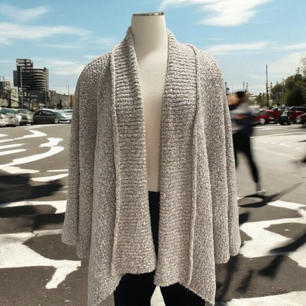Free People Boucle Cardigan XS Gray Cozy‎ Open Front Soft Girl Cottagecore Fall